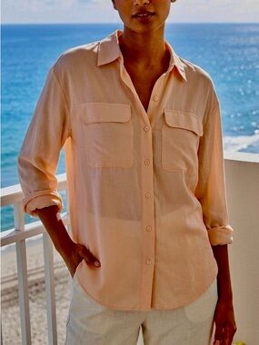 Liz Claiborne Collection Light Peach Button-Down  Shirt